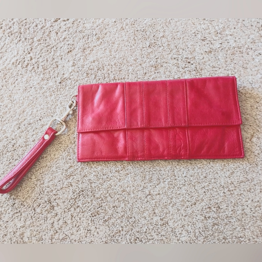 Magenta Leather Clutch Purse